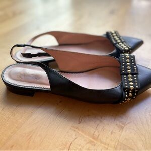 J. Crew Black Slingback Flats with Gold Studs